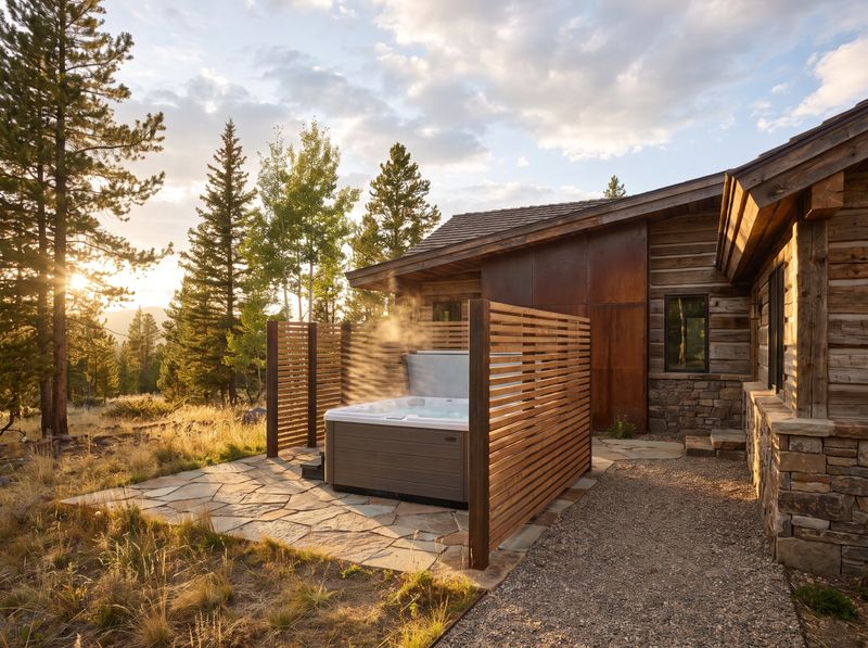 Timber Privacy Screen Enclosing Mountain Hot Tub
