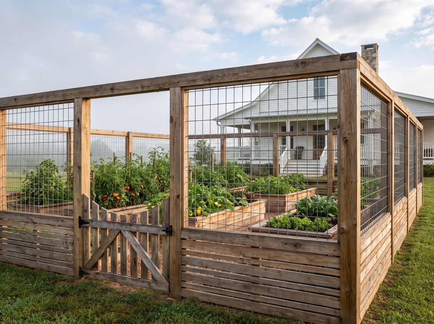 Vegetable Garden Fence with Hog Wire