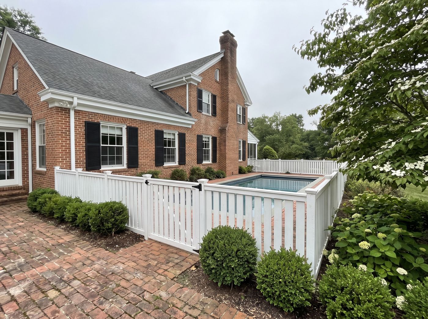 White Pool Fence and Garden Gate