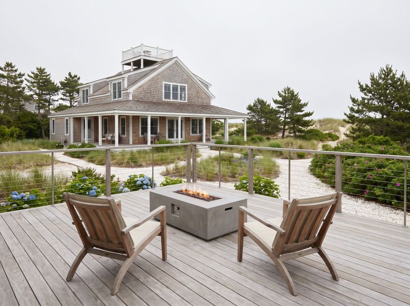 Concrete Fire Table on Coastal Deck