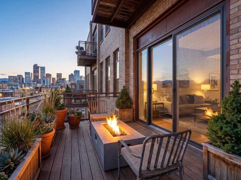Concrete Fire Table on Urban Balcony
