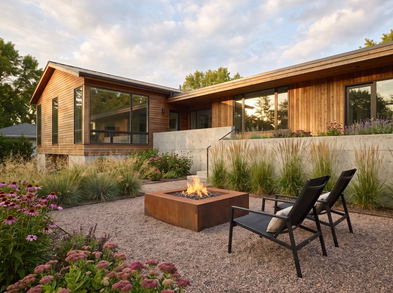 Corten Gas Fire Pit on Gravel