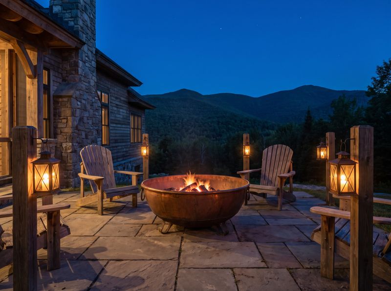 Flagstone Patio with Copper Fire Bowl
