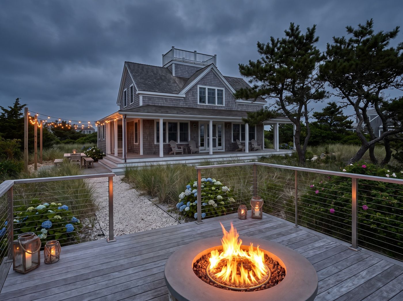 Gas Fire Pit on Timber Deck