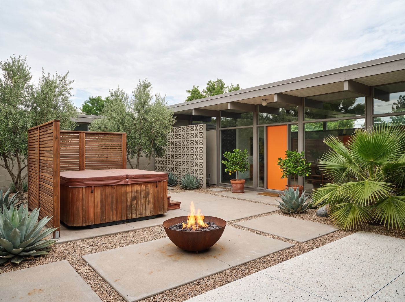 Hot Tub and Fire Bowl Courtyard