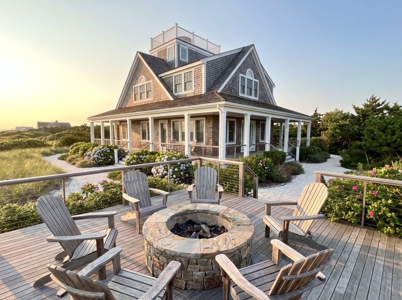 Stone Fire Pit on Coastal Timber Deck