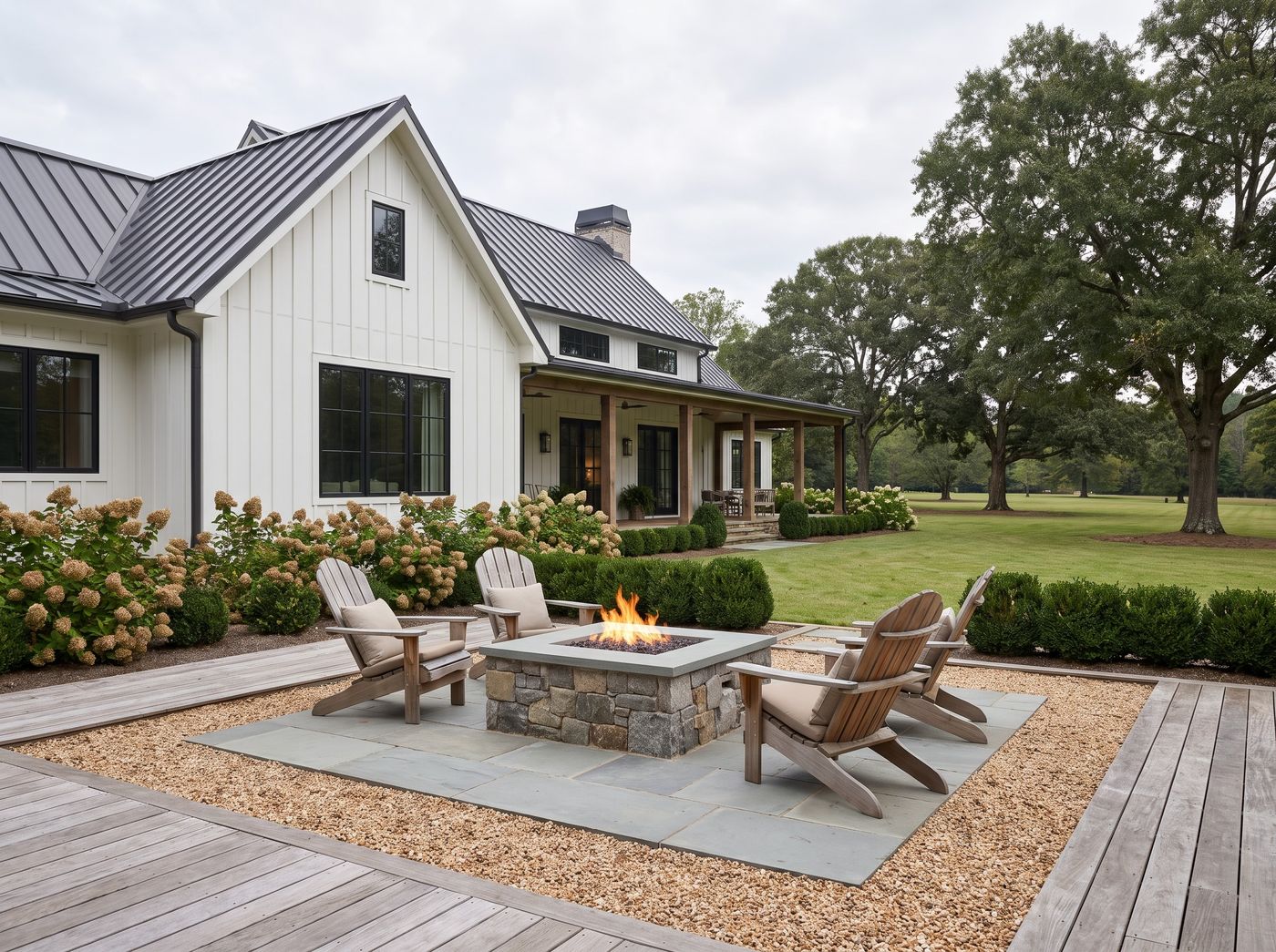 Stone Fire Table on Bluestone Patio