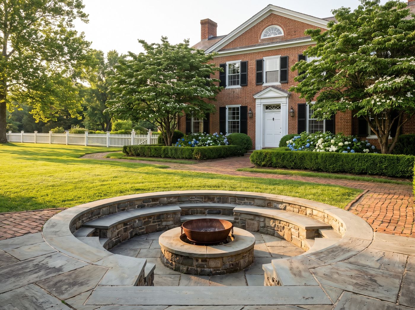Sunken Fire Pit with Built-In Benches