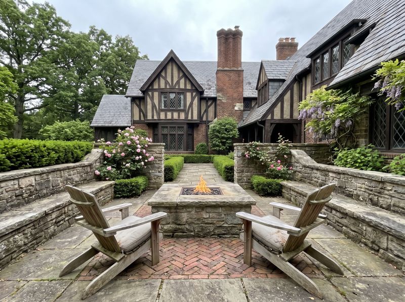 Tudor Courtyard with Stone Fire Table