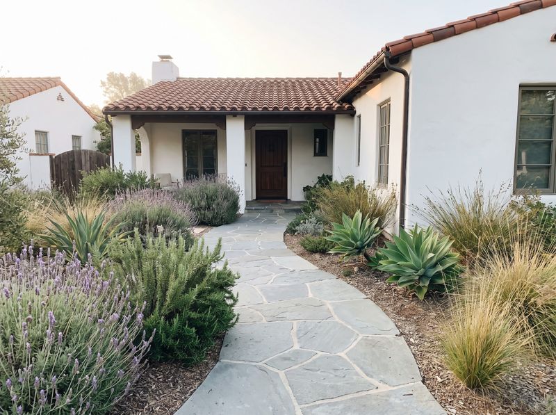 Curving Flagstone Walkway to Covered Entry