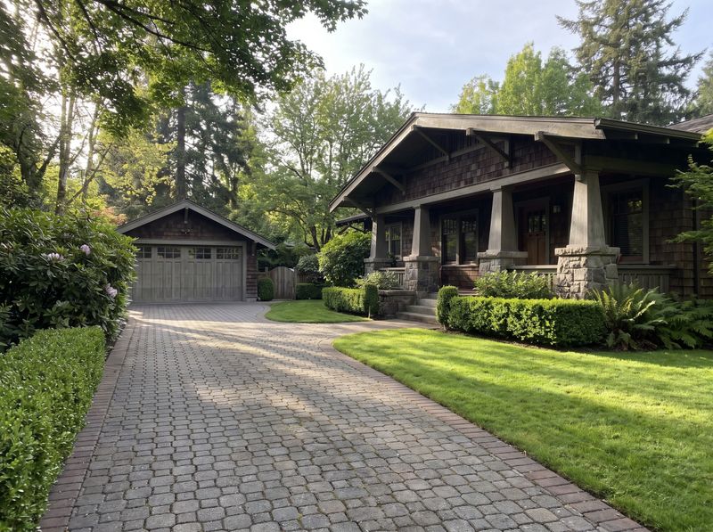 Curving Paver Driveway with Brick Border