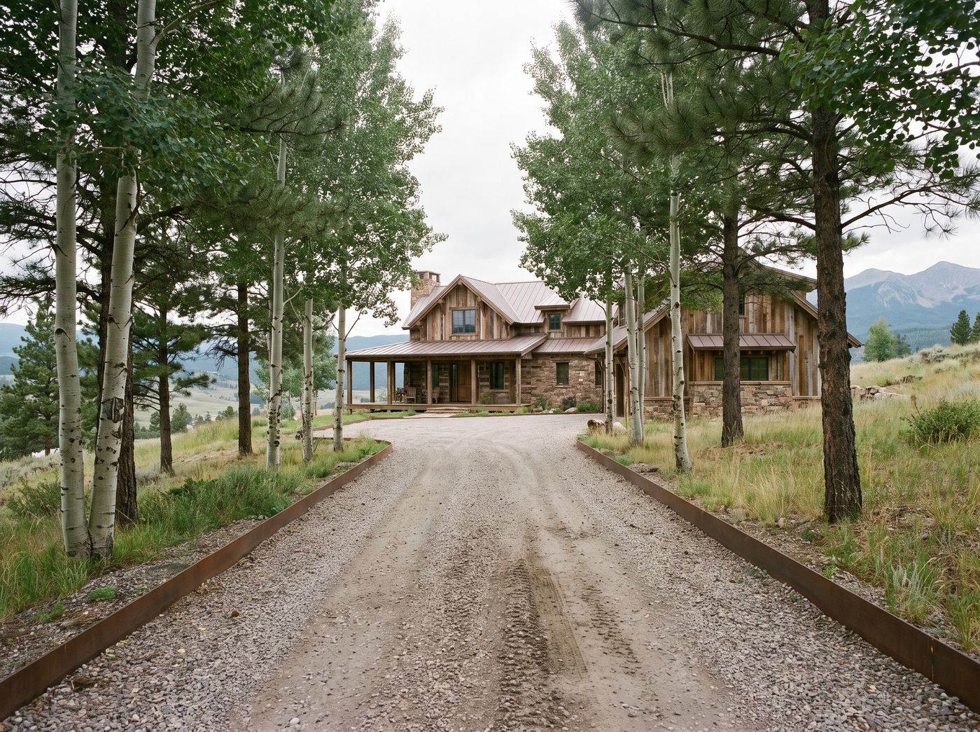 Gravel Driveway Framed by Tree Allée