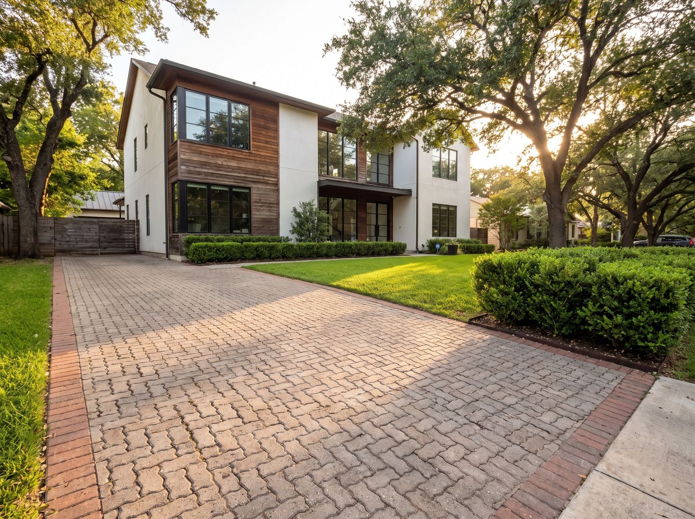Interlocking Paver Driveway with Brick Border