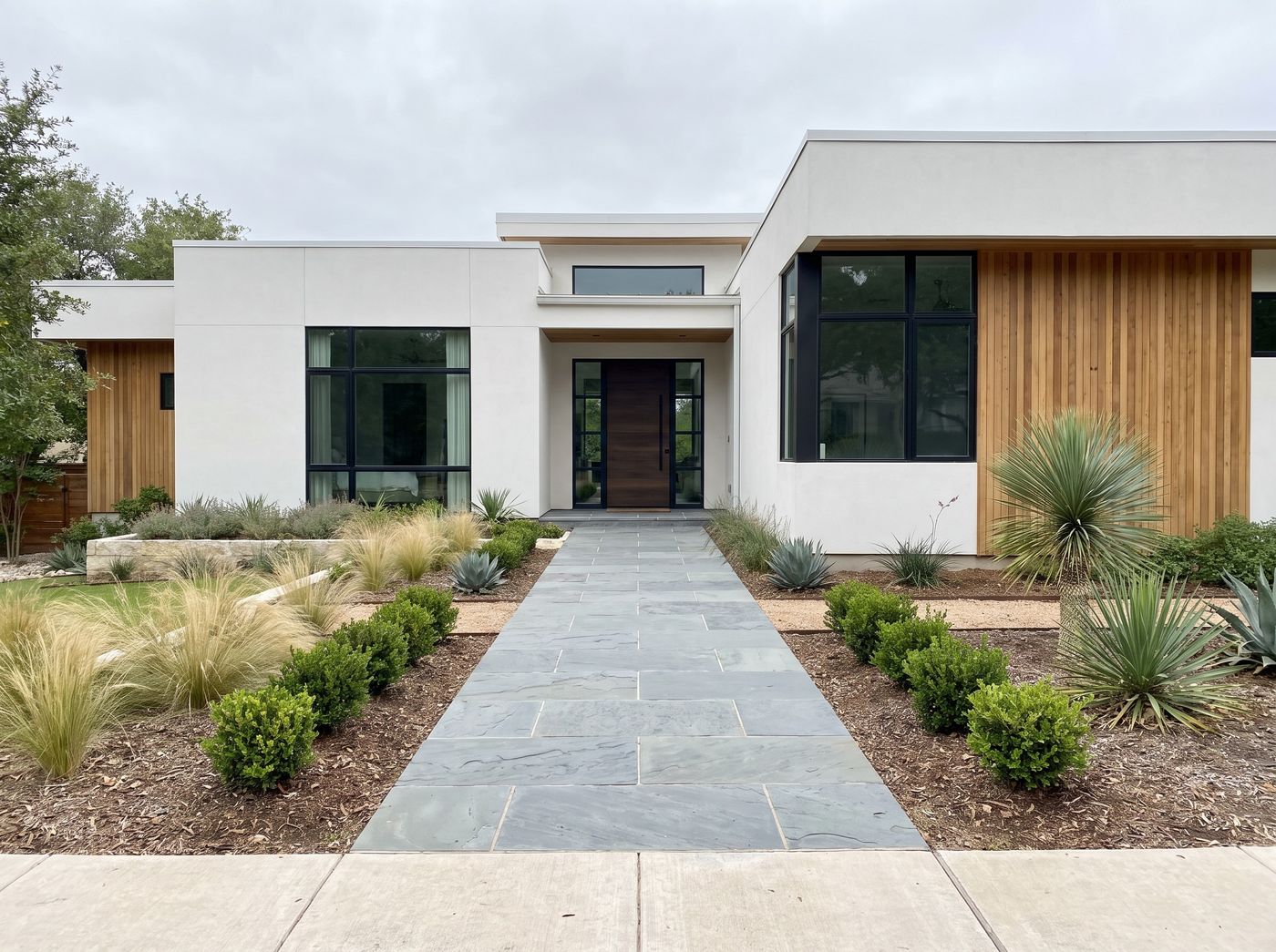 Slate Paver Walkway to Modern Entry