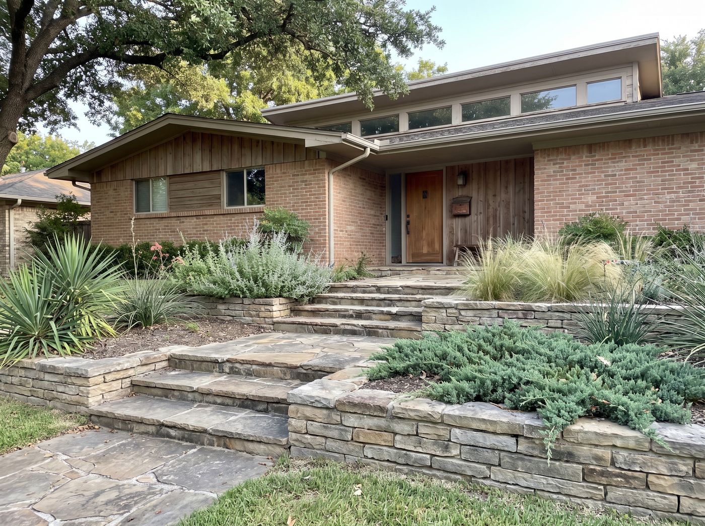 Terraced Stone Steps and Retaining Walls