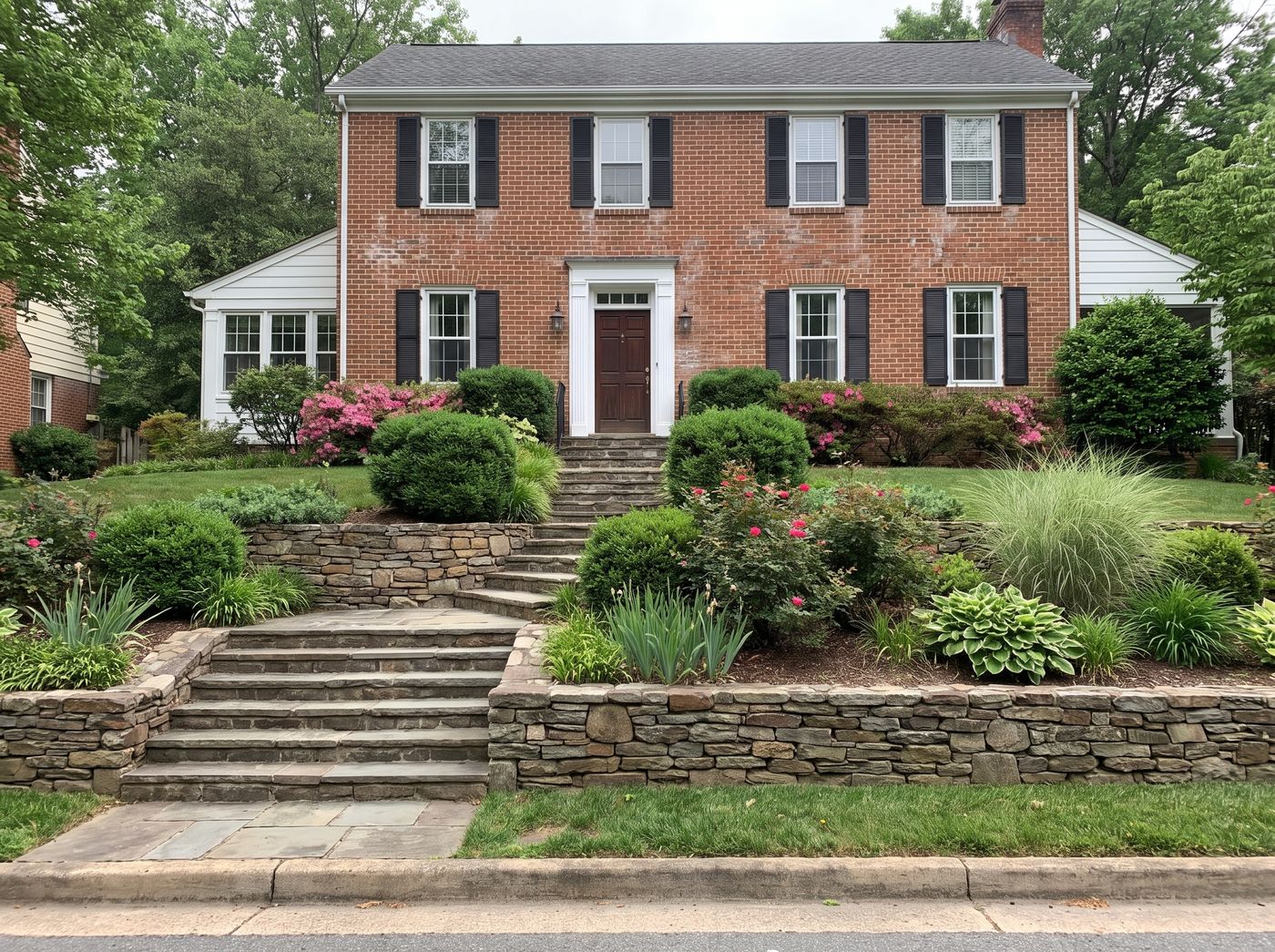 Tiered Stone Steps and Retaining Walls