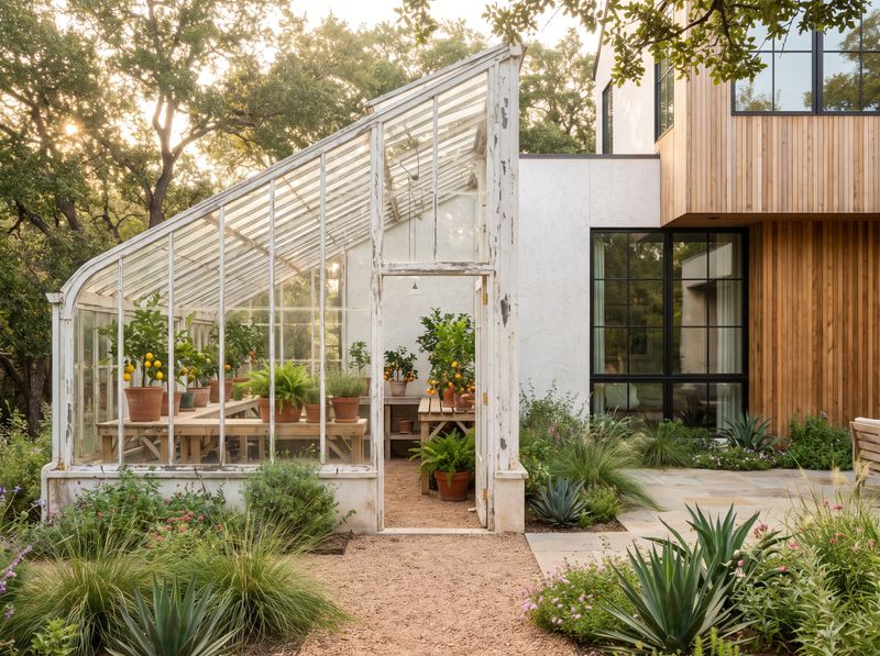 Attached Glasshouse with Potted Citrus