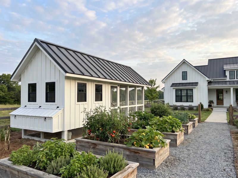 Board-and-Batten Chicken Coop and Raised Beds