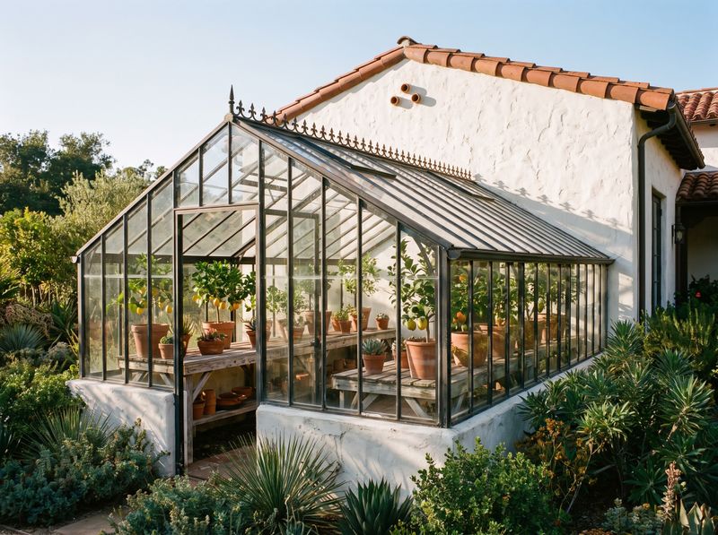Lean-To Glasshouse with Potted Citrus