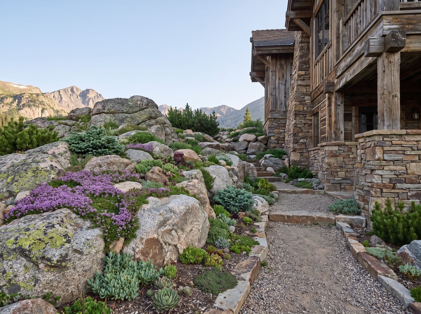 Mountain Rock Garden with Granite Boulders