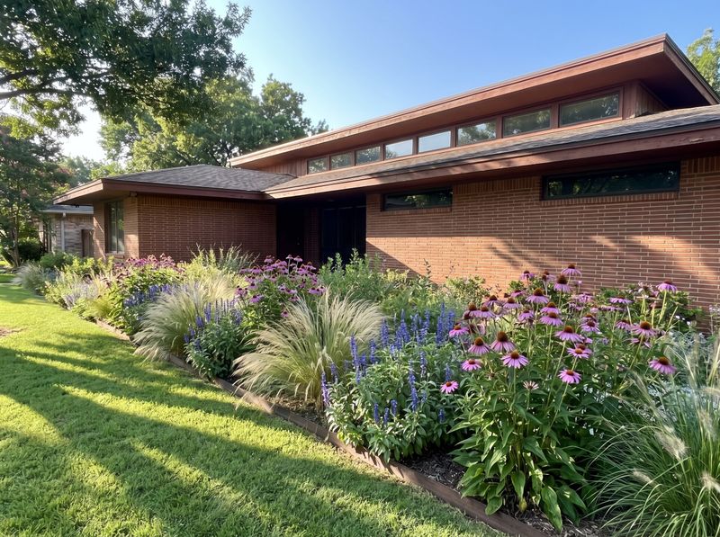 Perennial Border Framing Mid-Century Brick Home