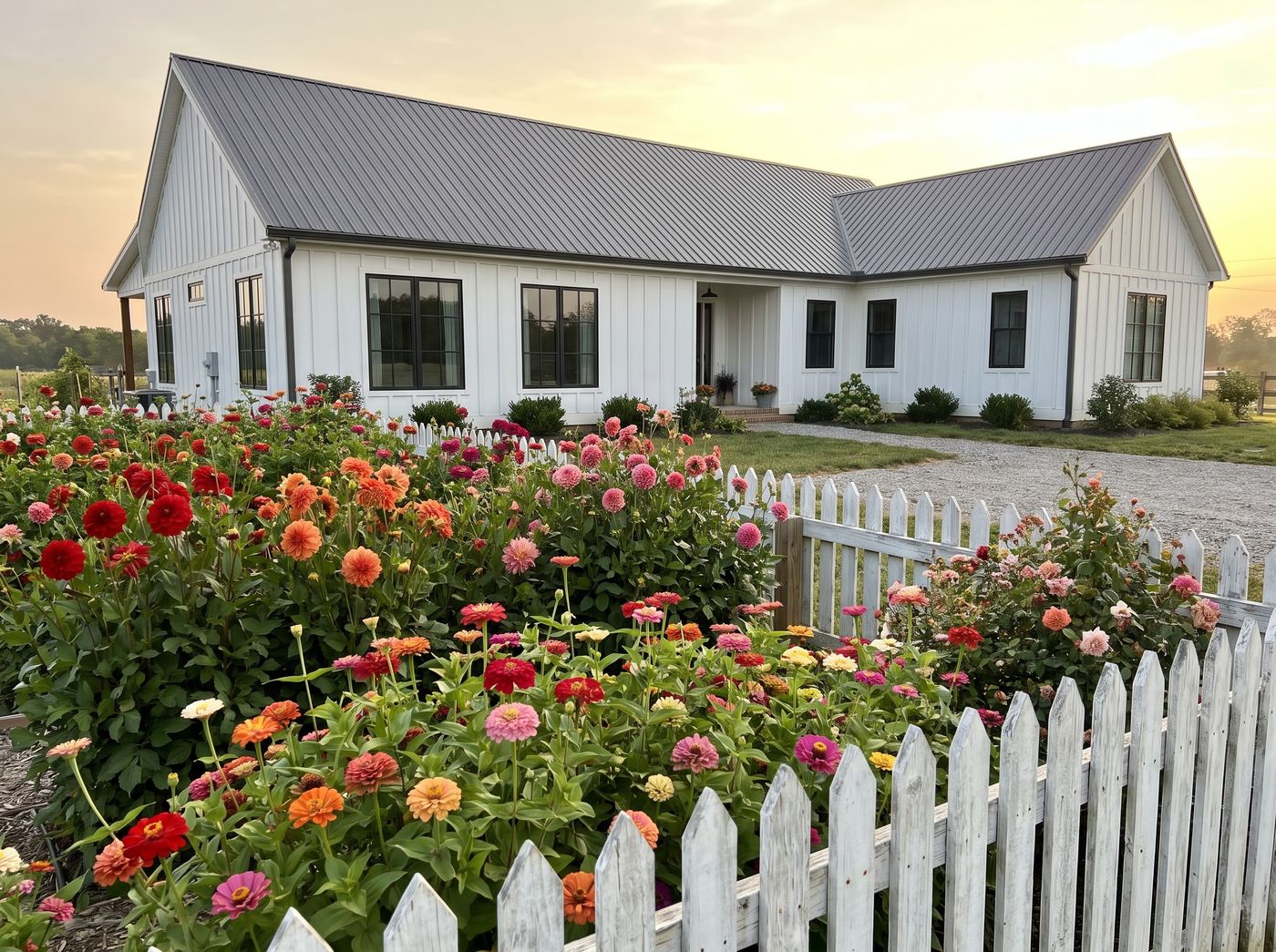 Picket Fence Framing Vibrant Cutting Garden