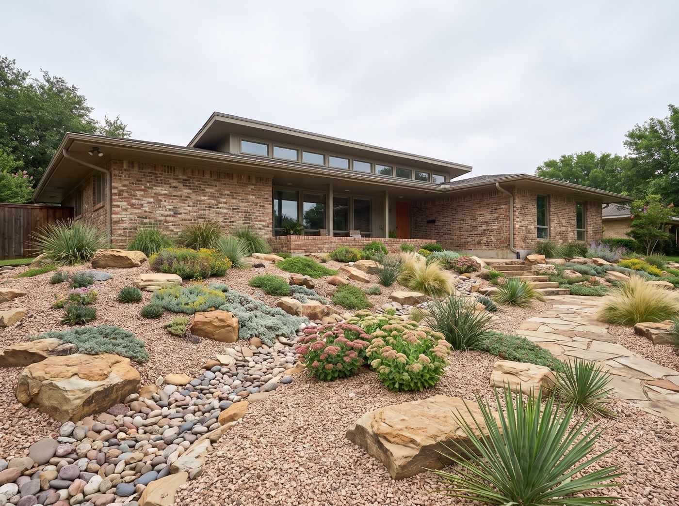 Sloping Rock Garden with Dry Stream