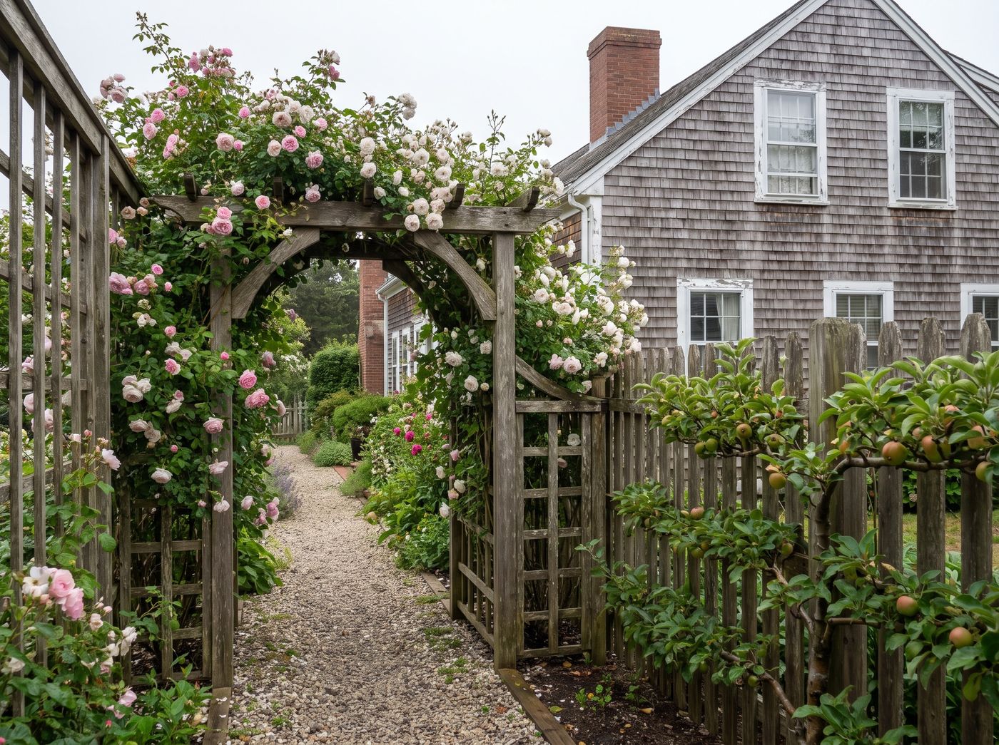 Timber Arbour Covered in Climbing Roses