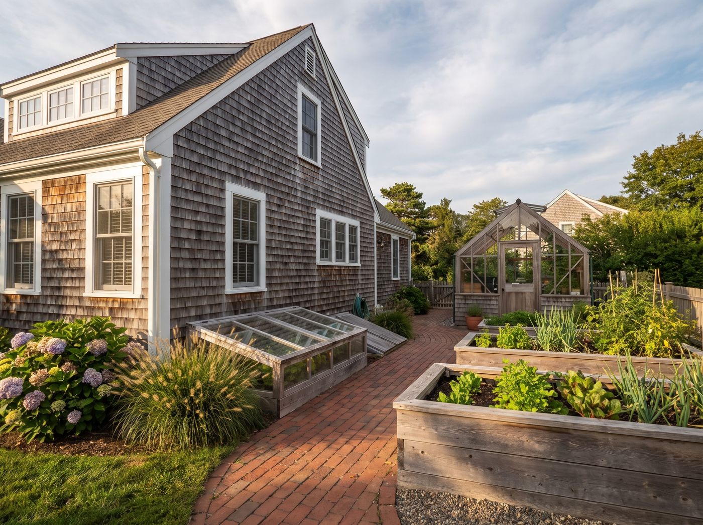 Vegetable Garden with Greenhouse and Cold Frames