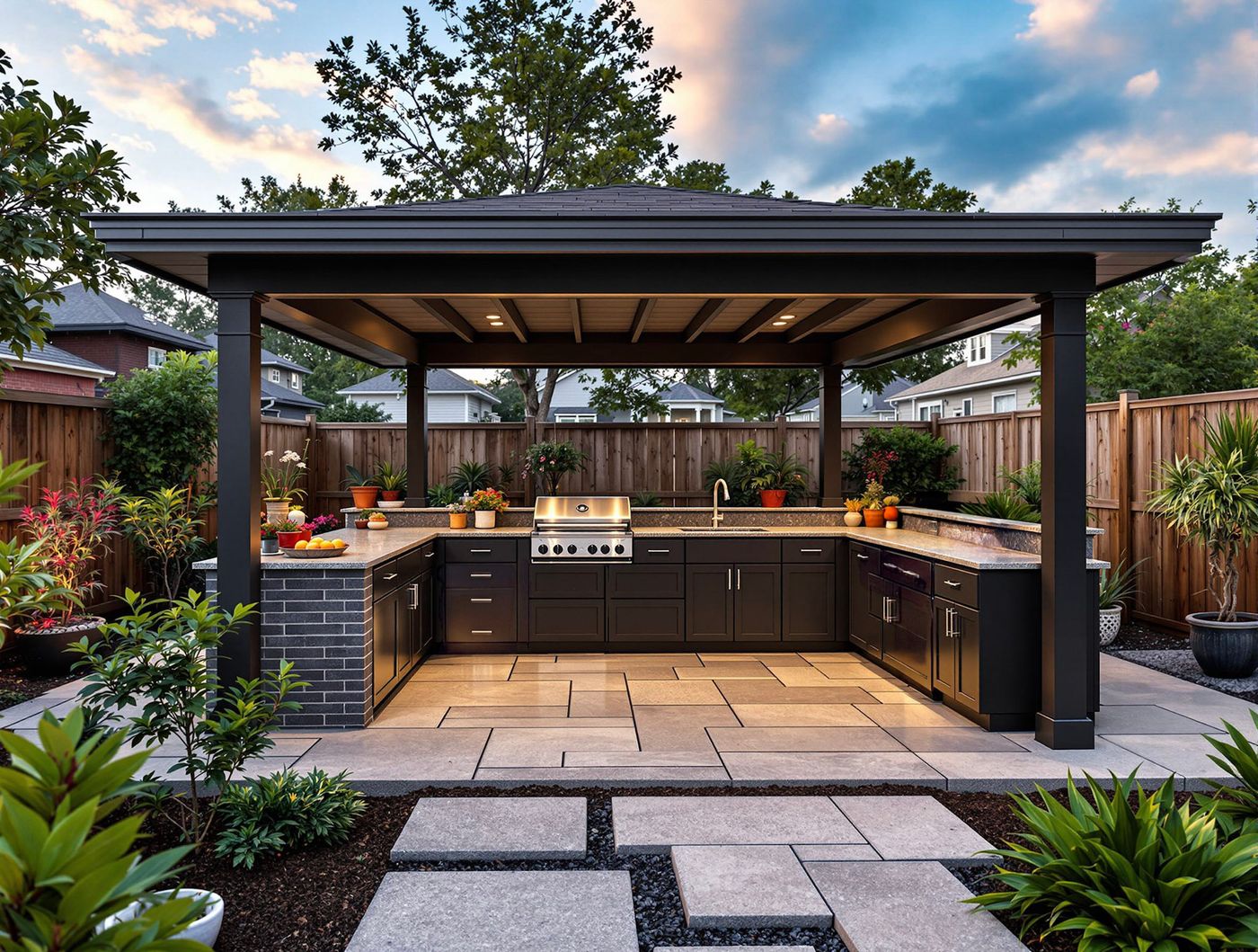 Black Pavilion Outdoor Kitchen