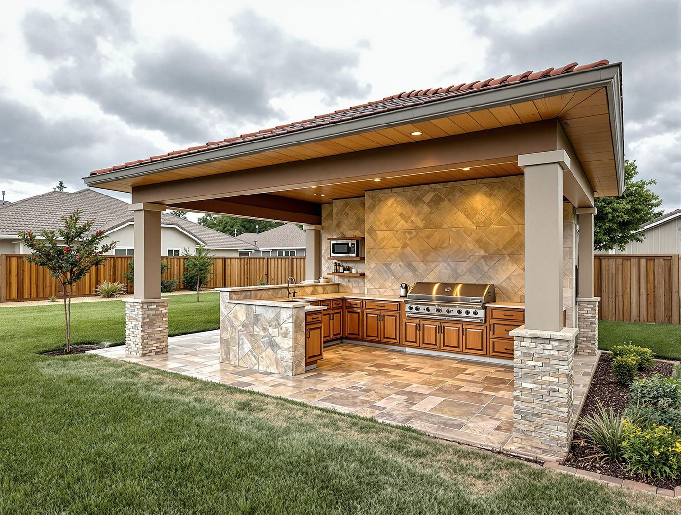 Tuscan-Style Kitchen with Terracotta Tile Roof