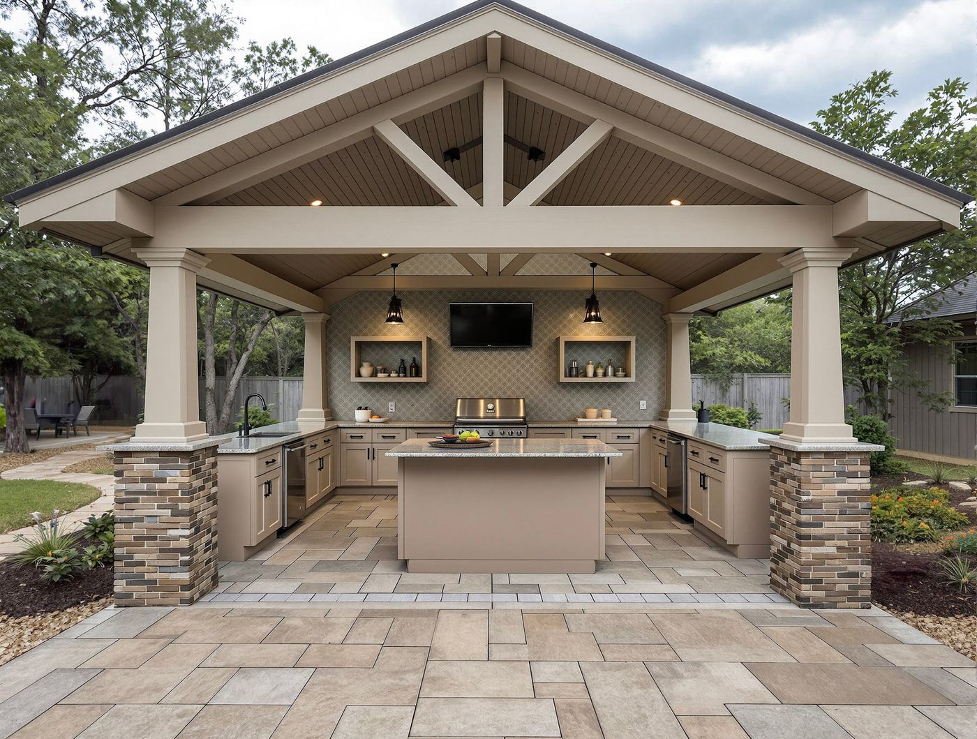 Gabled Pavilion Kitchen with Central Island