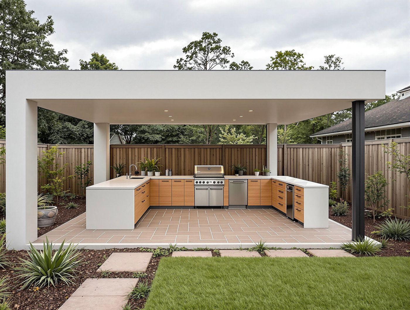 Minimalist White Pavilion Kitchen