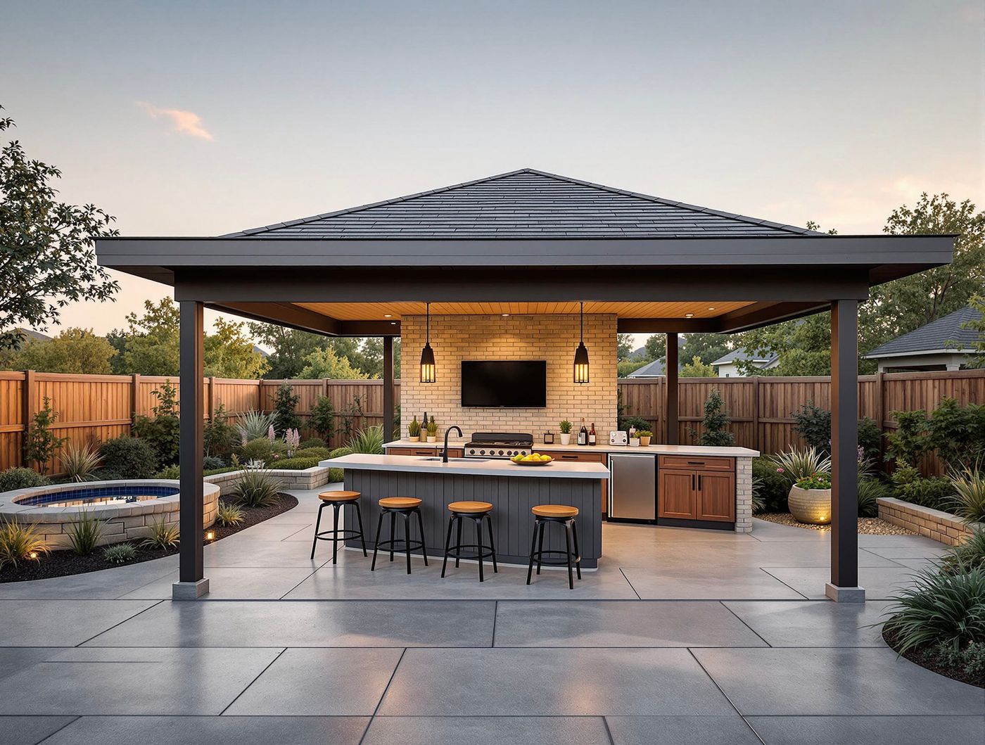 Brick Backsplash Kitchen Beside Spa
