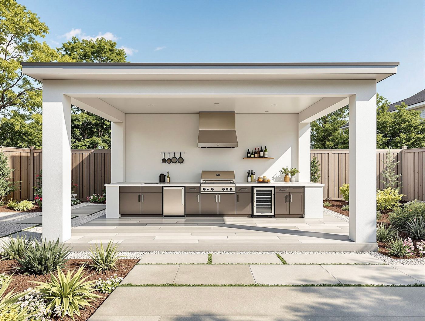 White Pavilion Kitchen with Wine Fridge