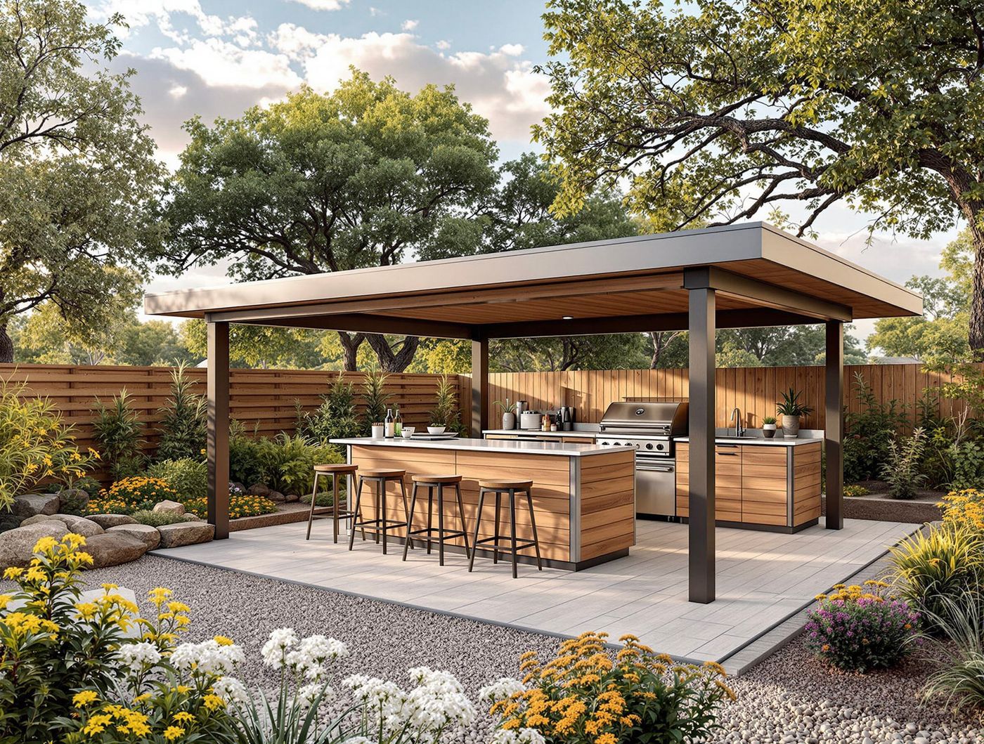 Open-Air Kitchen with Bar Seating