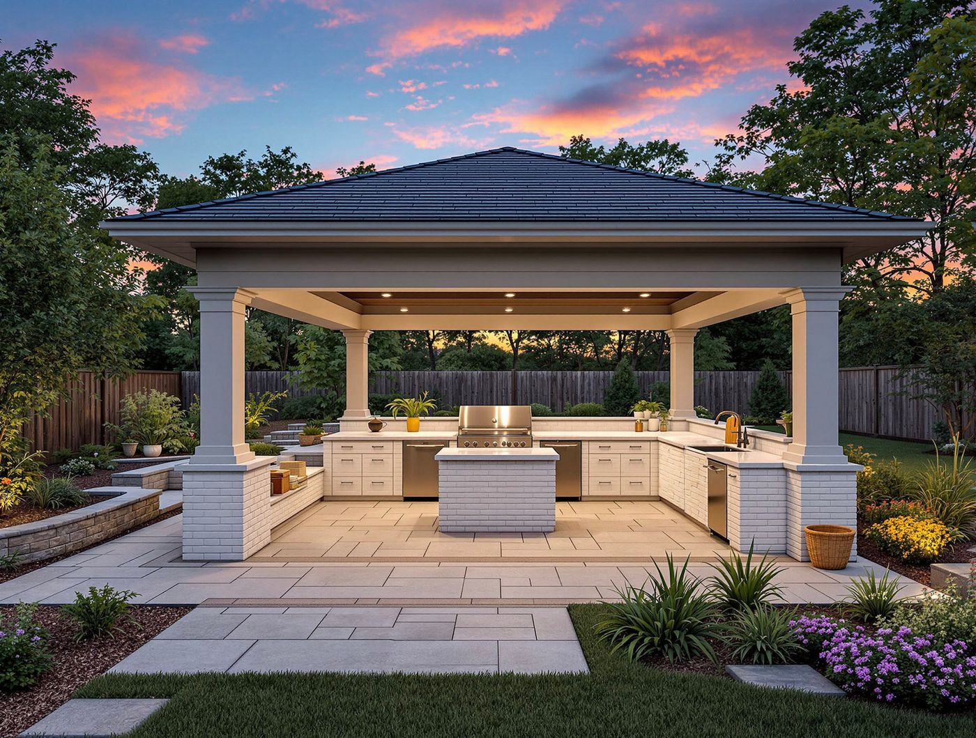 White Hip-Roof Kitchen Pavilion
