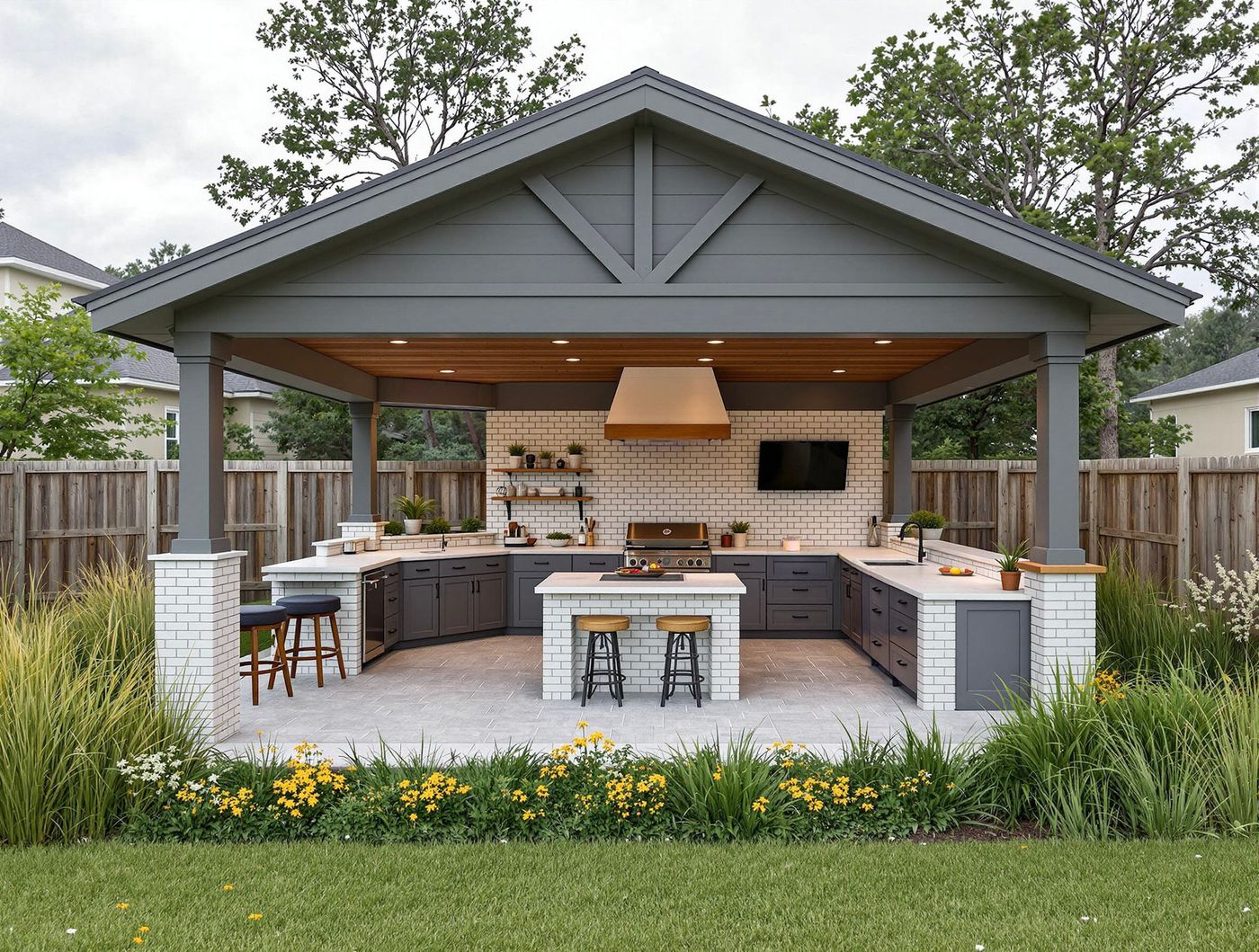Gable Roof Kitchen with Copper Hood