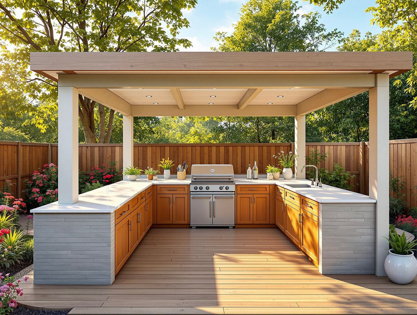 White Pavilion Kitchen with Gray Base