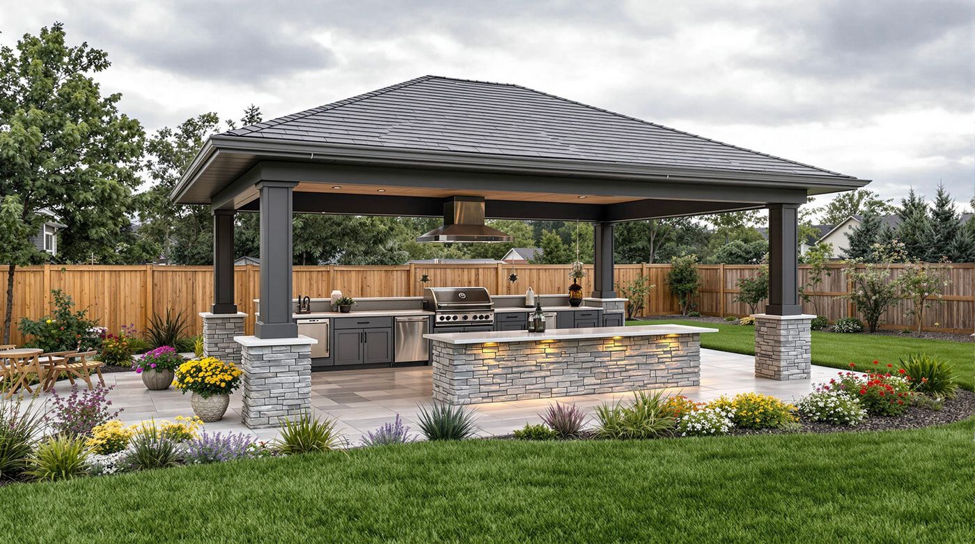 Gray Hip-Roof Kitchen Pavilion