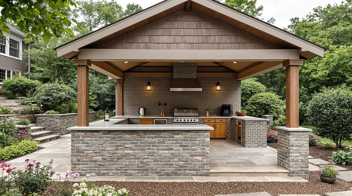 Brick and Timber Gable Kitchen Pavilion