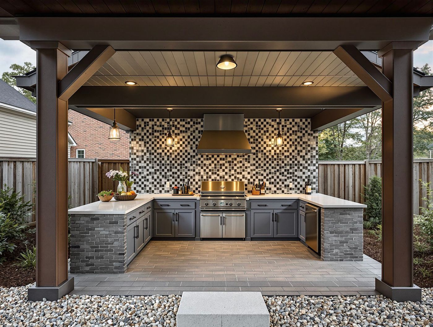 Mosaic Tile Kitchen with Timber Beams