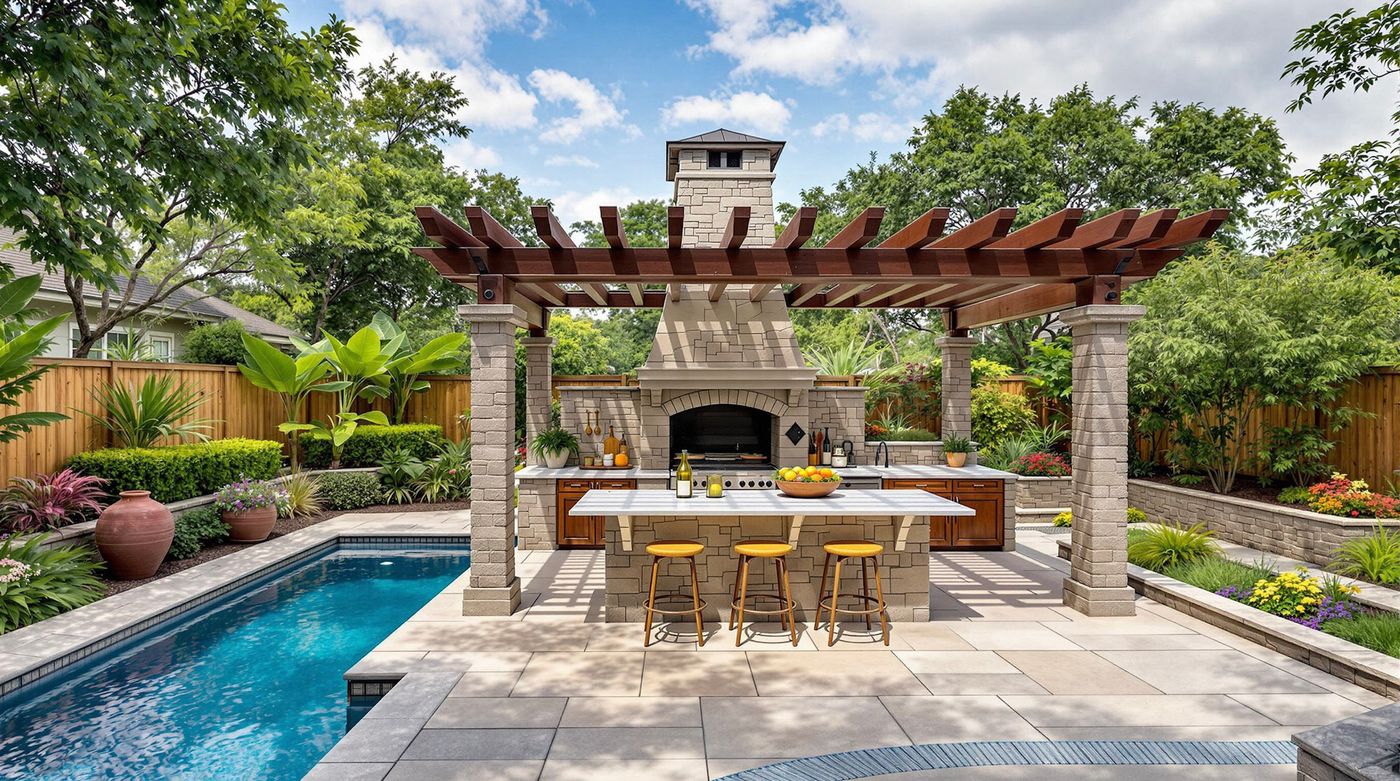 Cantilevered Concrete Pavilion with Steel Kitchen