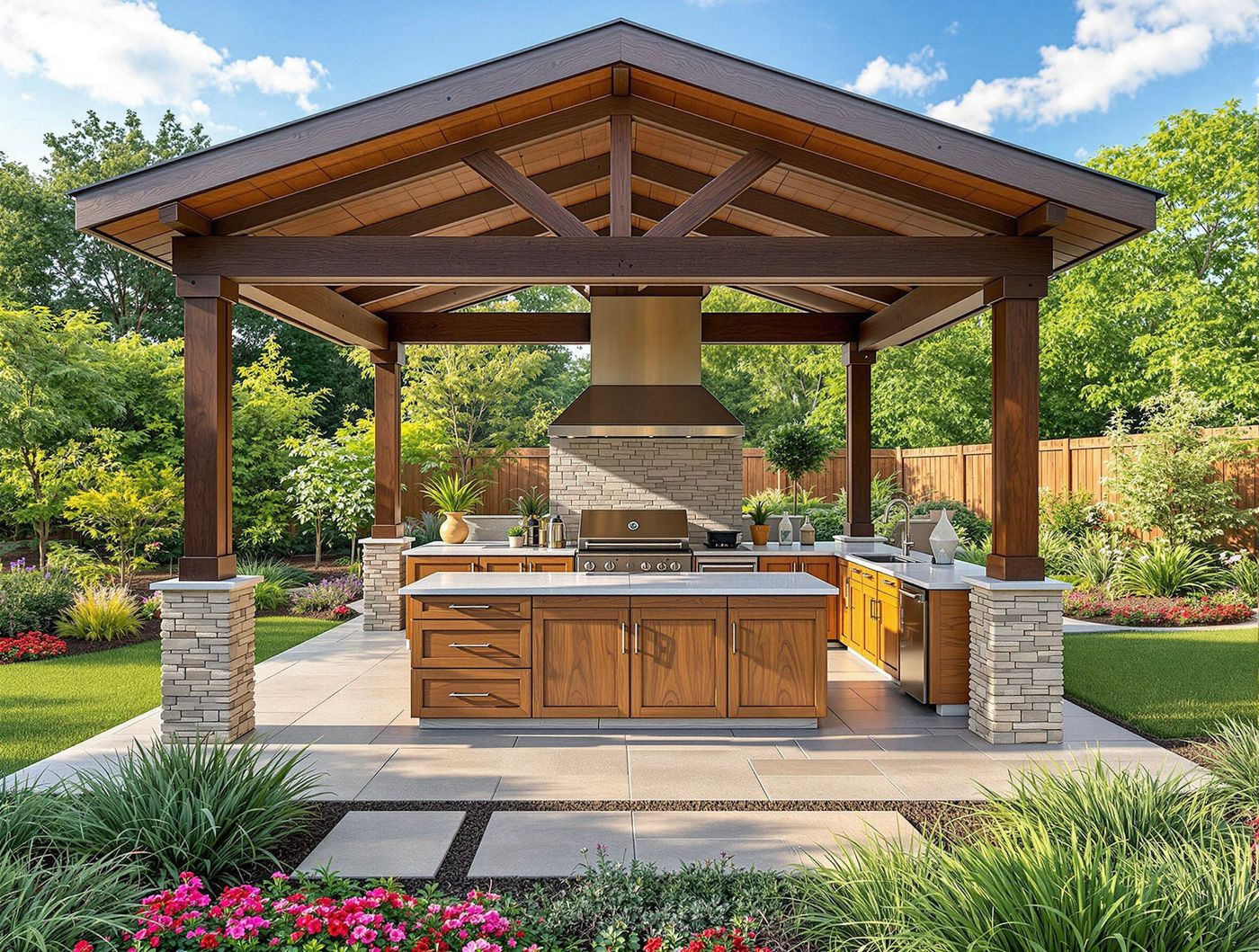 Gable Roof Kitchen with Timber Trusses