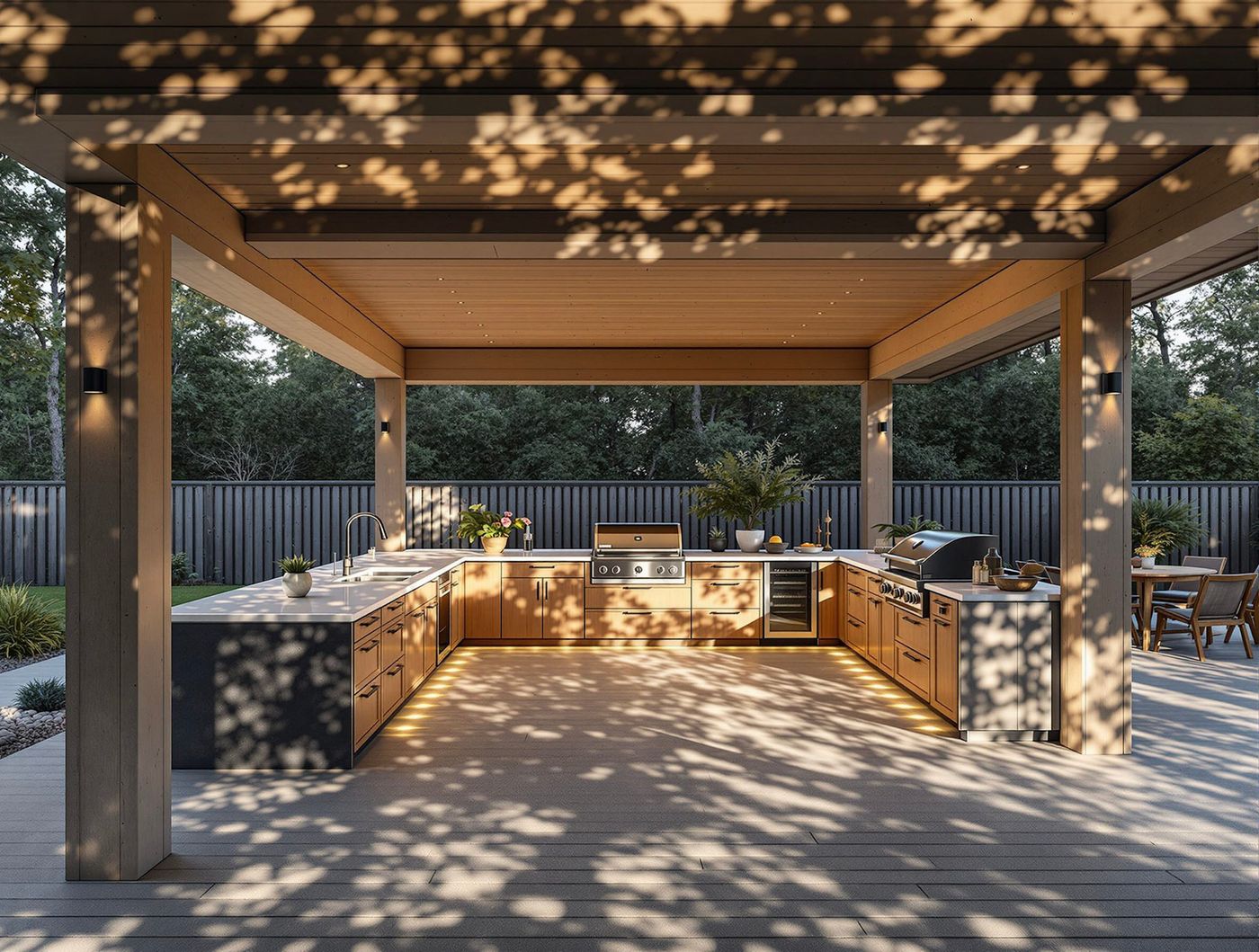 Dappled Light Kitchen with Waterfall Island