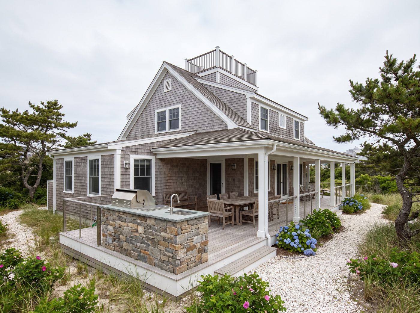 Beach House Deck with Stone Grill Station