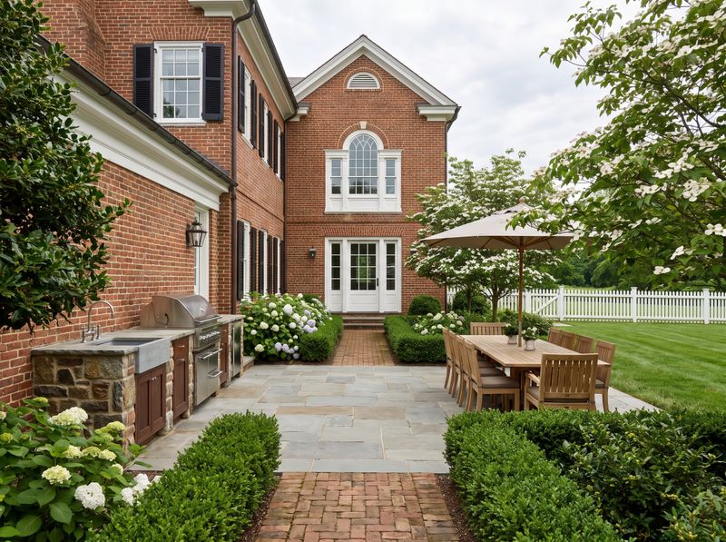 Brick Terrace with Outdoor Grill Station