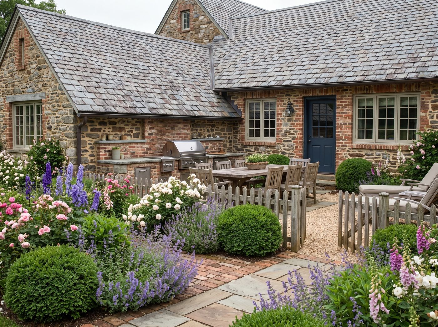 Cottage Garden Patio with Grill Station