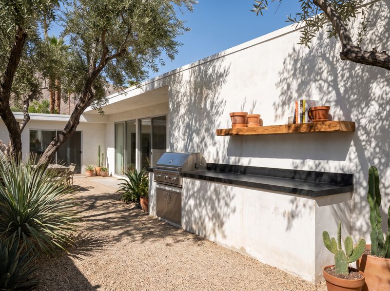 Courtyard Kitchen with Black Granite Counter