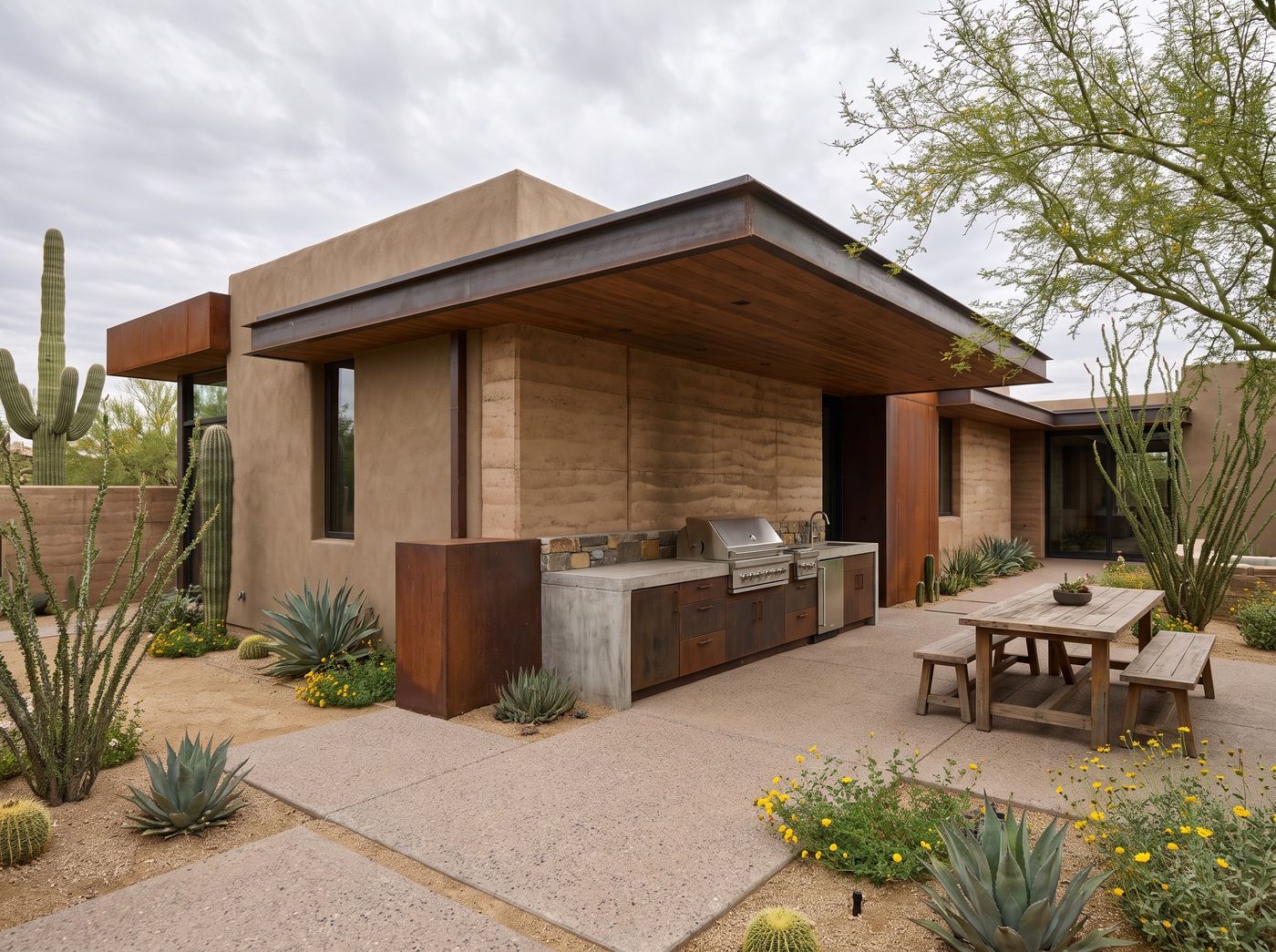 Desert Grill Station with Concrete Countertop